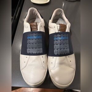 Coach Men's C101 Banded Sneakers- White and Navy Leather - Size 10